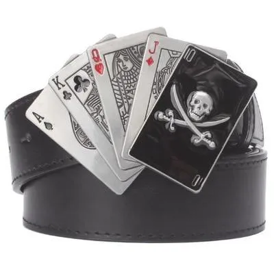 Unisex Rock Style Lucky Poker Gamble Metal Buckle Playing Card Belt