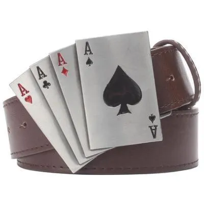 Unisex Rock Style Lucky Poker Gamble Metal Buckle Playing Card Belt