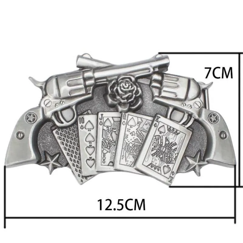 Unisex Rock Style Lucky Poker Gamble Metal Buckle Playing Card Belt