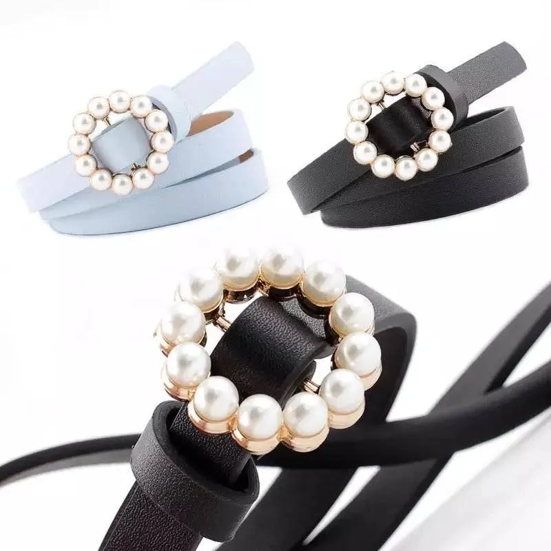 Vegan Leather Mini Round Pearl Golden Buckle