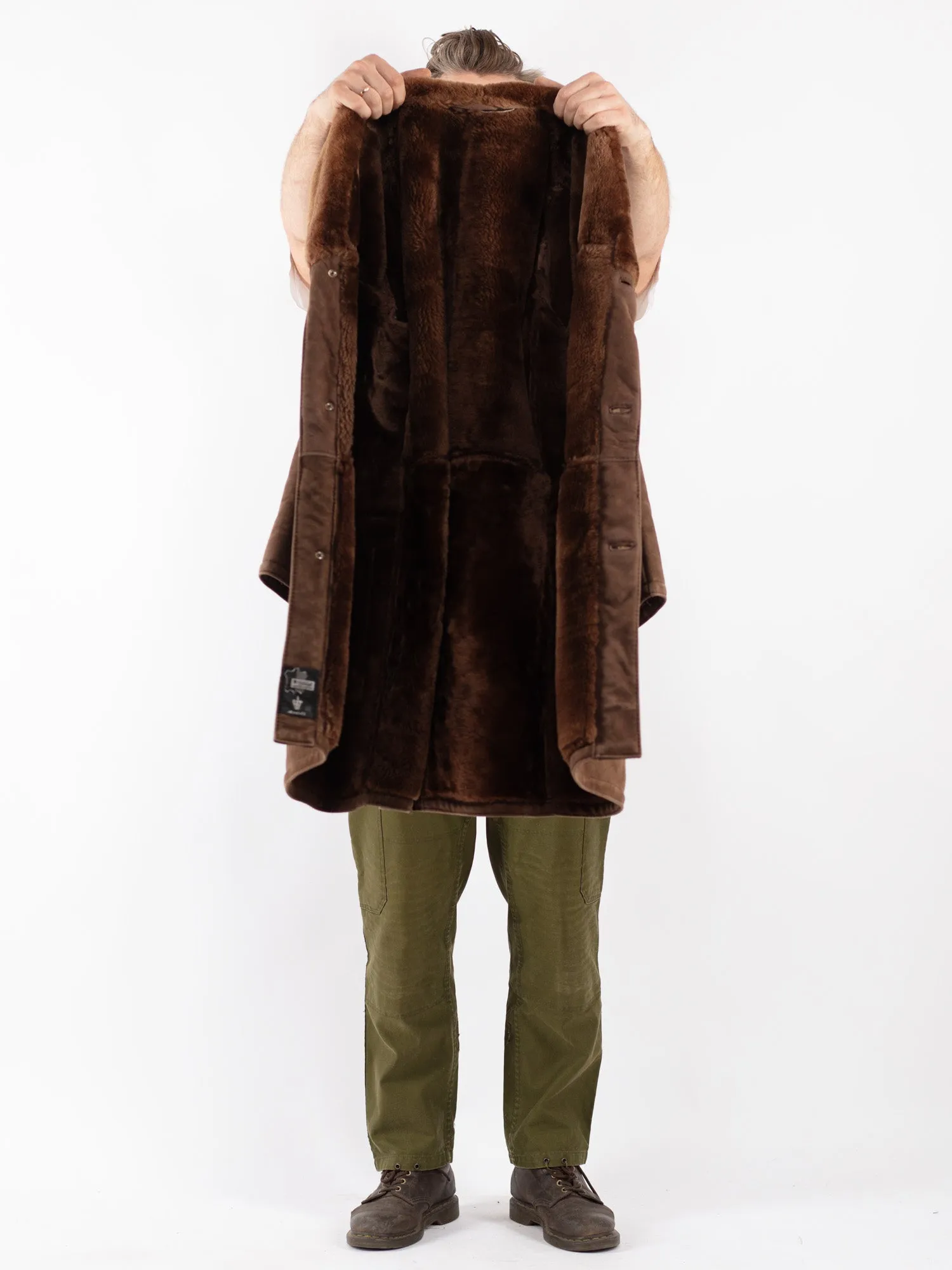 Vintage 70's Men Sheepskin Coat in Brown