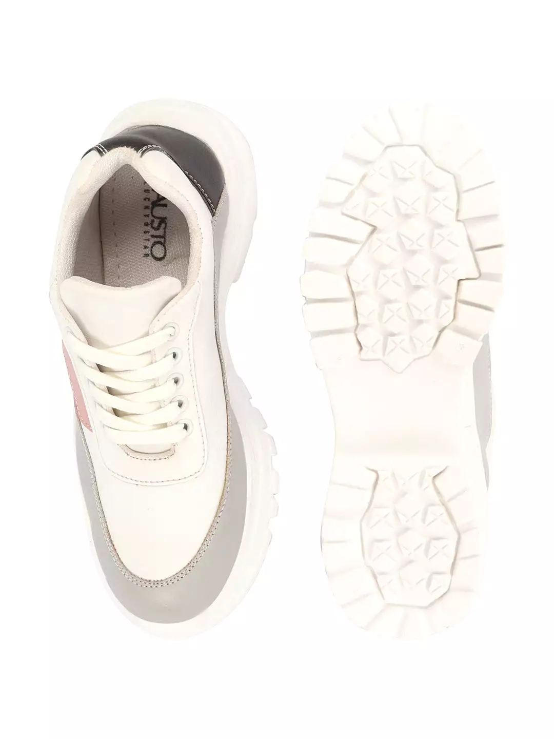 Women Grey Colorblocked Casual Lace Up Sneaker Shoes