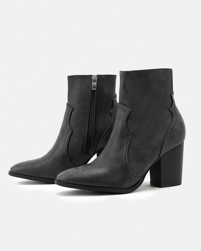 Women's Casual Daily Simple Zipper Chunky Heel Boots