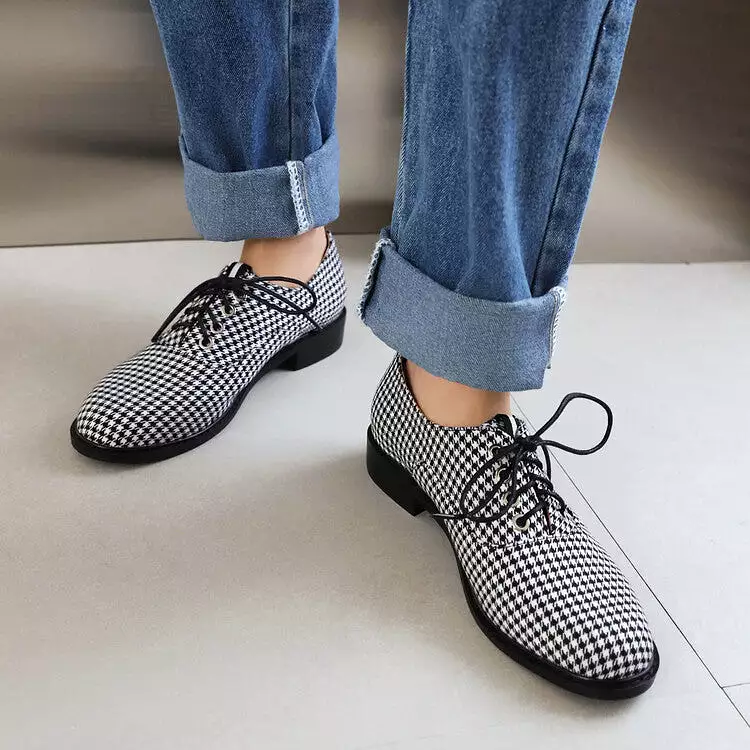 Women's Lattice Lace-Up Flats Oxford Shoes