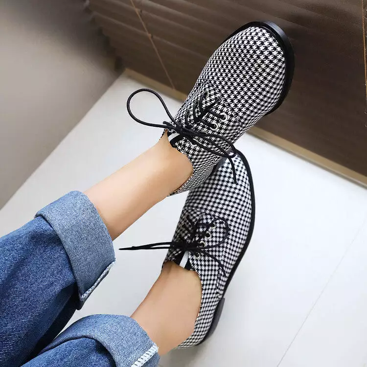 Women's Lattice Lace-Up Flats Oxford Shoes