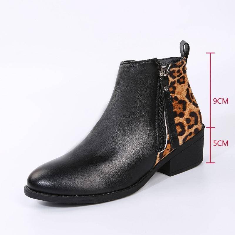 Women's Pattern Side-zip Chunky Heel Ankle Boots