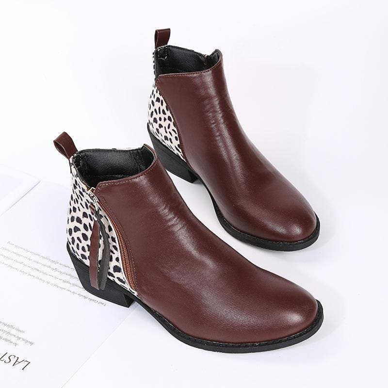 Women's Pattern Side-zip Chunky Heel Ankle Boots