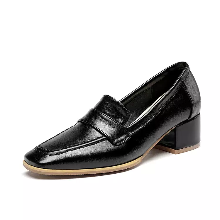 Women's Shallow Block Heel Slip-On Loafers