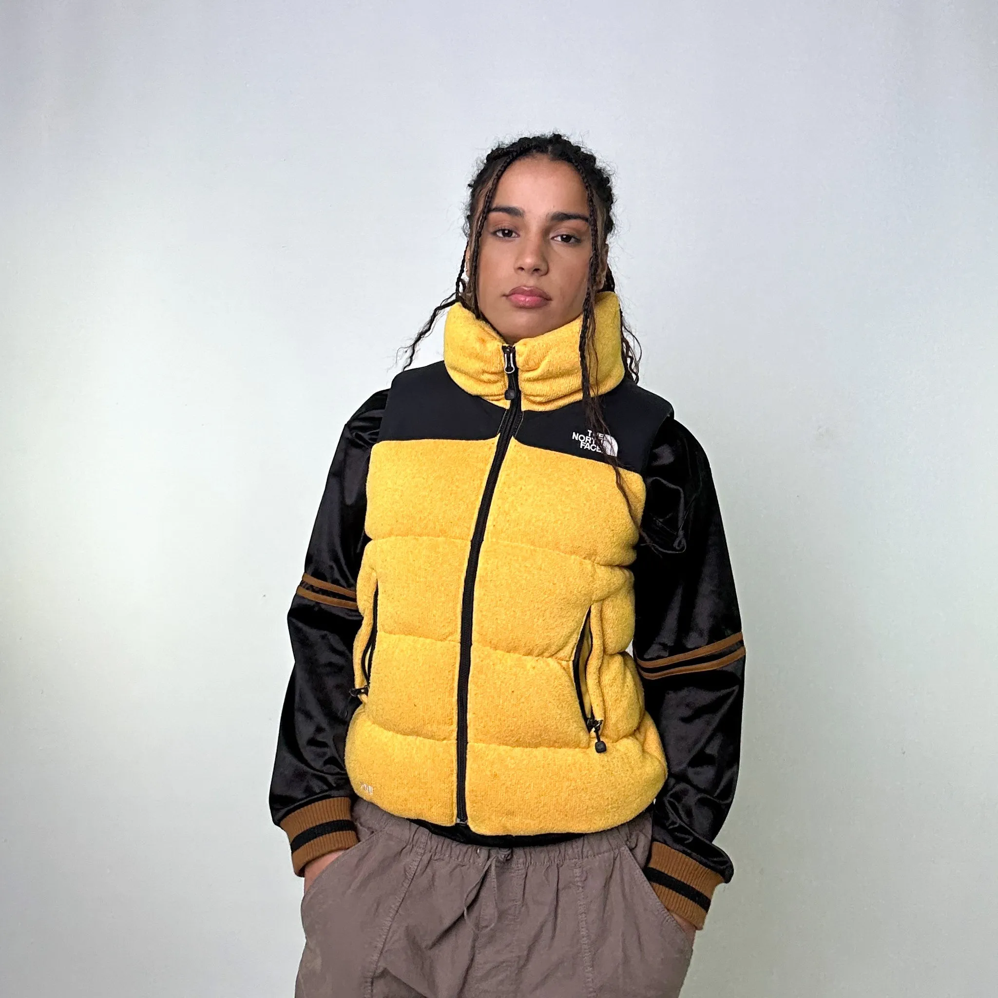 Yellow 90s The North Face 700 Series Puffer Jacket Coat Gilet (XS)